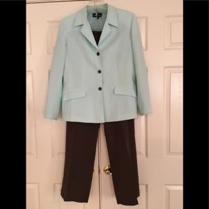 Evan-Picone 2 piece teal and brown suit